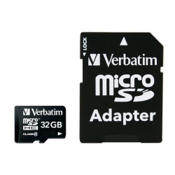 Carte mémoire Micro SD Verbatim 32Go SDHC Class 10 + adaptateur