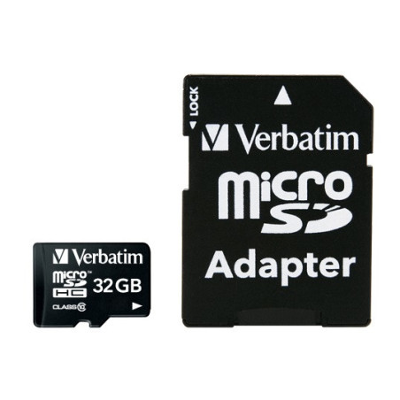 Carte mémoire Micro SD Verbatim 32Go SDHC Class 10 + adaptateur