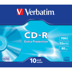 CD Verbatim 700 Mo 52X AZO ( Boite Slim de 10 )