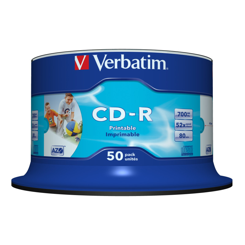 CD Verbatim 700 Mo 52X Imprimable (Spindle de 50 )