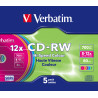 CD-RW Verbatim 700 Mo 4X (Boite Slim couleur de 5)