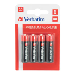 Pack blister de 4 piles Alcalines Verbatim type AA 1,5V (R06)
