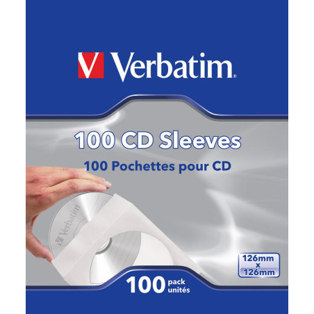 Boite Verbatim de 100 pochettes papier pour CD DVD