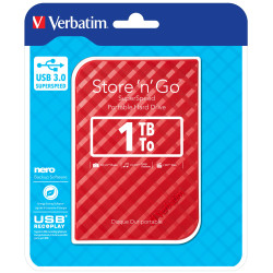 VERBATIM DD EXTERNE 1TB USB3 ROUGE