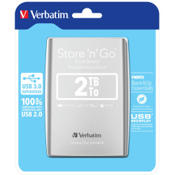 VERBATIM DD EXTERNE 2TB USB3 ARGENT