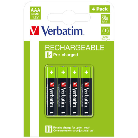 VERBATIM PILES RECHARGE 4X AAA HR03