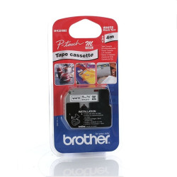 BROTHER RUBAN 9MM 4M N BLANC
