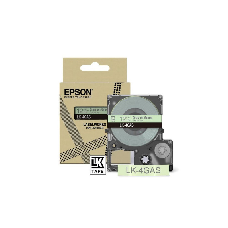 EPSON RUBAN LK-4GAS GRIS VERT 12MM