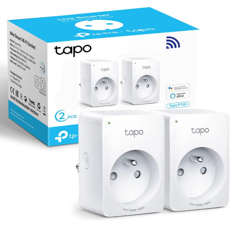 Lot de 2 Prises connectées Wi-Fi TP-Link Tapo P100
